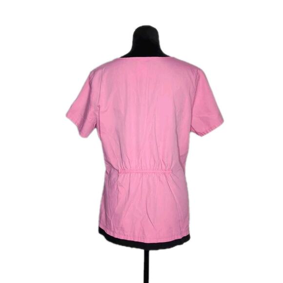 Vtg Y2k Baby Phat Pink Embroidered Scrub Top Short Sleeve V-Neck Cotton size L - Picture 3 of 8